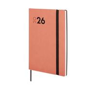 Finocam - Agenda 2026 Semana Vista Vertical | Enero - Diciembre (12 meses) | Agenda Anual 2026 con goma elástica y cinta punto| Tapa Blanda Mara - Coral - Español