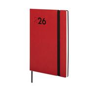 Finocam - Agenda 2026 Semana Vista Vertical | Enero - Diciembre (12 meses) | Agenda Anual 2026 con goma elástica y cinta punto| Tapa Blanda Mara - Rojo - Español