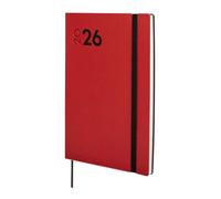 Finocam - Agenda 2026 Semana Vista Vertical | Enero - Diciembre (12 meses) | Agenda Anual 2026 con goma elástica y cinta punto | Tapa Blanda Mara - Rojo - Internacional