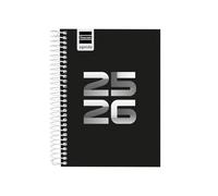 Finocam - Agenda Cool Curso 2025 2026 1 Día Página Septiembre 2025 - Junio 2026 (curso lectivo) + Julio y Agosto resumidos Negro Español