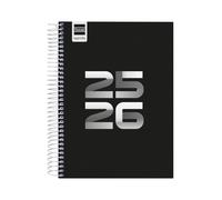 Finocam - Agenda Cool Curso 2025 2026 1 Día Página Septiembre 2025 - Junio 2026 (curso lectivo) + Julio y Agosto resumidos Negro Español