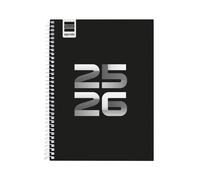 Finocam - Agenda Cool Curso 2025 2026 Semana Vista Horizontal Septiembre 2025 - Junio 2026 (curso lectivo) + Julio y Agosto resumidos Negro Español