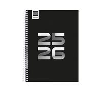 Finocam - Agenda Cool Curso 2025 2026 Semana Vista Horizontal Septiembre 2025 - Junio 2026 (curso lectivo) + Julio y Agosto resumidos Negro Español