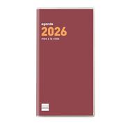 Finocam - Agenda encuadernada de bolsillo, ligera y portátil Mes Vista | Enero - Diciembre (12 meses) | Agenda encuadernada con funda | Plana Cóctel - Burdeos - Español