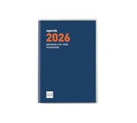 Finocam - Agenda encuadernada de bolsillo, ligera y portátil Semana Vista Horizontal | Enero - Diciembre (12 meses) | Agenda encuadernada con funda | Plana Cóctel - Azul - Catalán