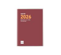 Finocam - Agenda encuadernada de bolsillo, ligera y portátil Semana Vista Horizontal | Enero - Diciembre (12 meses) | Agenda encuadernada con funda | Plana Cóctel - Burdeos - Catalán