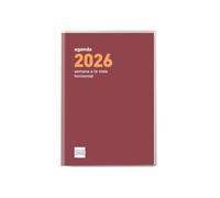 Finocam - Agenda encuadernada de bolsillo, ligera y portátil Semana Vista Horizontal | Enero - Diciembre (12 meses) | Agenda encuadernada con funda | Plana Cóctel - Burdeos - Español