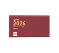 Finocam - Agenda encuadernada de bolsillo, ligera y portátil Semana Vista Vertical | Enero - Diciembre (12 meses) | Agenda encuadernada con funda | Plana Cóctel - Burdeos - Catalán