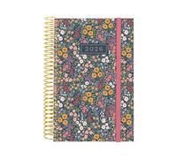 Finocam - Agenda Espiral 2026 1 Día Página | Enero - Diciembre (12 meses) | Agenda Anual 2026 con goma | Tapa de polipropileno Espiral Design Collection - Flora - Español