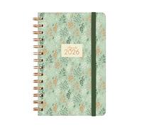 Finocam - Agenda Espiral 2026 Semana Vista Horizontal | Enero - Diciembre (12 meses) | Agenda Anual 2026 con goma elástica | Tapa Dura You - Trigo - Español