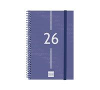 Finocam - Agenda Espiral 2026 Semana Vista Horizontal | Enero - Diciembre (12 meses) | Agenda Anual 2026 con goma elástica | Tapa de polipropileno Espiral Year - Azul - Español