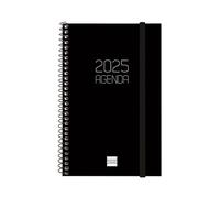 Finocam - Agenda Espiral Beta 2025 Semana Vista Horizontal Enero 2025 - Diciembre 2025 (12 meses) Negro Portugués