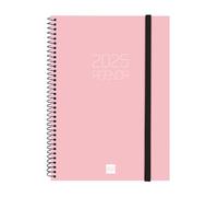 Finocam - Agenda Espiral Beta 2025 Semana Vista Horizontal Enero 2025 - Diciembre 2025 (12 meses) Rosa Portugués