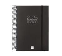 Finocam - Agenda Espiral Opaque 2025 1 página por día de enero 2025 - diciembre 2025 (12 meses) Negro Italiano