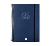 Finocam - Agenda Espiral Opaque 2025 Semana Vista Vertical Enero 2025 - Diciembre 2025 (12 meses) Azul Español