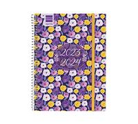 Finocam - Agenda Secundaria 2023 2024 Semana Vista Horizontal Septiembre 2023 - Junio 2024 (curso lectivo) + Julio y Agosto resumidos Lilac Español