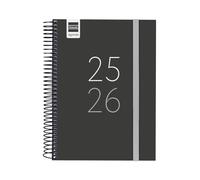 Finocam - Agenda Secundaria Curso 2025 2026 1 Día Página Septiembre 2025 - Junio 2026 (curso lectivo) + Julio y Agosto resumidos Negro Español