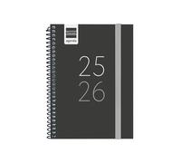 Finocam - Agenda Secundaria Curso 2025 2026 Semana Vista Horizontal Septiembre 2025 - Junio 2026 (curso lectivo) + Julio y Agosto resumidos Negro Español