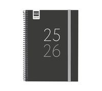 Finocam - Agenda Secundaria Curso 2025 2026 Semana Vista Horizontal Septiembre 2025 - Junio 2026 (curso lectivo) + Julio y Agosto resumidos Negro Español