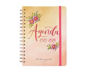 Finocam - Agenda The Flower Journal Curso 2025 2026 Semana Vista Horizontal Septiembre 2025 - Agosto 2026 (12 meses) Rosa Español