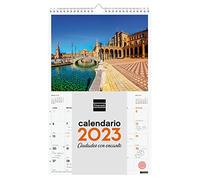 Finocam, Calendario 2023 Imágenes de Pared Espiral para Escribir Enero 2023, Diciembre 2023 (12 meses) Ciudades Español, Pared Espiral, mediano