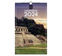 Finocam - Calendario 2024 Imágenes de Pared Espiral para Escribir Enero 2024 - Diciembre 2024 (12 meses) Maravillas del mundo Español