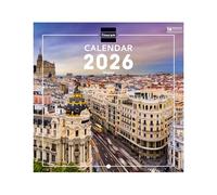 Finocam - Calendario de pared 2026 18x18 cm Mes Vista Enero - Diciembre 2026 + Sep.- Dic. 2025 (4 meses) reducidos | Calendario 2026 | Imágenes Madrid - Internacional