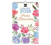 Finocam - Calendario de pared 2026 25x40 cm Mes Vista Enero - Diciembre 2026 + Sep.- Dic. 2025 (4 meses) reducidos | Calendario 2026 | Imágenes Frases motivadoras - Catalán