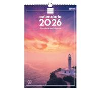 Finocam - Calendario de pared 2026 25x40 cm Mes Vista Enero - Diciembre 2026 + Sep.- Dic. 2025 (4 meses) reducidos | Calendario 2026 | Imágenes Atardeceres mágicos - Español
