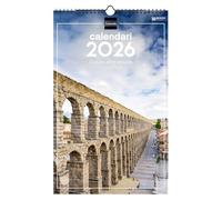 Finocam - Calendario de pared 2026 25x40 cm Mes Vista Enero - Diciembre 2026 + Sep.- Dic. 2025 (4 meses) reducidos | Calendario 2026 | Imágenes Ciudades - Catalán