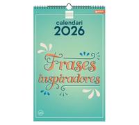 Finocam - Calendario de pared 2026 25x40 cm Mes Vista Enero - Diciembre 2026 + Sep.- Dic. 2025 (4 meses) reducidos | Calendario 2026 | Imágenes Frases inspiradoras - Catalán