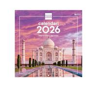 Finocam - Calendario de pared 2026 30x30 cm Mes Vista Enero - Diciembre 2026 + Sep.- Dic. 2025 (4 meses) reducidos | Calendario 2026 | Imágenes Maravillas del mundo - Catalán