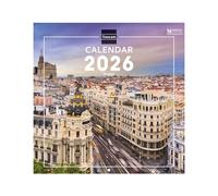 Finocam - Calendario de pared 2026 30x30 cm Mes Vista Enero - Diciembre 2026 + Sep.- Dic. 2025 (4 meses) reducidos | Calendario 2026 | Imágenes Madrid - Internacional