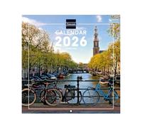 Finocam - Calendario de pared 2026 30x30 cm Mes Vista Enero - Diciembre 2026 + Sep.- Dic. 2025 (4 meses) reducidos | Calendario 2026 | Imágenes Amsterdam - Internacional
