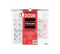 Finocam - Calendario de pared 2026 Mes Vista Enero - Diciembre (12 meses) | Calendario 2026 para anotar | Planificador mensual Neutro - Español