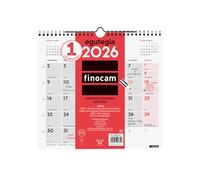 Finocam - Calendario de pared 2026 Mes Vista Enero - Diciembre (12 meses) | Calendario 2026 para anotar | Planificador mensual Neutro Euskera