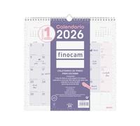 Finocam - Calendario de pared 2026 Mes Vista Enero - Diciembre (12 meses) | Calendario 2026 para anotar | Planificador mensual Chic - Morado - Español