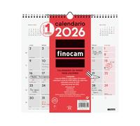 Finocam - Calendario de pared 2026 Mes Vista Enero - Diciembre (12 meses) | Calendario 2026 para anotar | Planificador mensual Neutro - Español