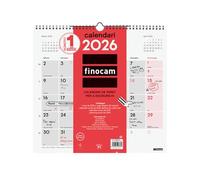 Finocam - Calendario de pared 2026 Mes Vista Enero - Diciembre (12 meses) | Calendario 2026 para anotar | Planificador mensual Neutro Catalán