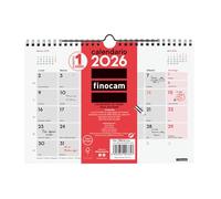 Finocam - Calendario de pared 2026 Mes Vista Enero - Diciembre (12 meses) | Calendario 2026 para anotar | Planificador mensual Neutro - Español