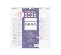 Finocam - Calendario de pared 2026 Mes Vista Enero - Diciembre (12 meses) | Calendario 2026 para anotar | Planificador mensual Trendy Chic Morado - Catalán