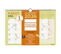 Finocam Calendario de pared Mes Vista Enero-Dic 2026 + Sep-Dic 2025 (4 meses reducidos) Español