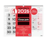Finocam Calendario de pared 2026 Mixto XL – Mes vista Ene-Dic, planificador mensual neutro