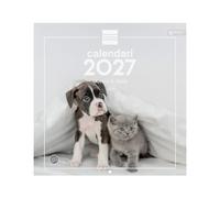 Finocam Calendario de Pared 30x30 para Escribir 2027 | Imágenes Perros y gatos · Idioma: Catalán - Calendario mensual - Planificación y Organización