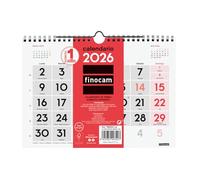 Finocam - Calendario de Pared Números Grandes 2026 Mes Vista Enero - Diciembre (12 meses) | Calendario 2026 | Planificador mensual Neutro - Español