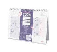Finocam - Calendario de sobremesa 2026 Mes Vista Enero - Diciembre (12 meses) | Calendario 2026 | Planificador mensual Trendy Chic Morado - Catalán