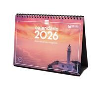 Finocam - Calendario de sobremesa 2026 Mes Vista Enero - Diciembre 2026 + Sep.- Dic. 2025 (4 meses) reducidos | Calendario 2026 | Imágenes Atardeceres mágicos - Español