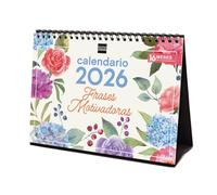 Finocam - Calendario de sobremesa 2026 Mes Vista Enero - Diciembre 2026 + Sep.- Dic. 2025 (4 meses) reducidos | Calendario 2026 | Imágenes Frases motivadoras - Español