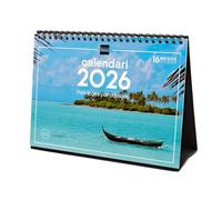 Finocam - Calendario de sobremesa 2026 Mes Vista Enero - Diciembre 2026 + Sep.- Dic. 2025 (4 meses) reducidos | Calendario 2026 | Imágenes Paisajes paradisíacos - Catalán