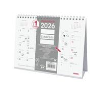 Finocam - Calendario de sobremesa para escribir 2026 Mes Vista Enero - Diciembre (12 meses) | Calendario 2026 para anotar | Planificador mensual Chic - Blanco - Español